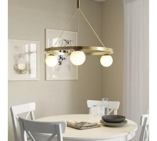 Lampa wisząca, opalowa biel szkło/mosiądzowane AKTERSPRING 805.778.80