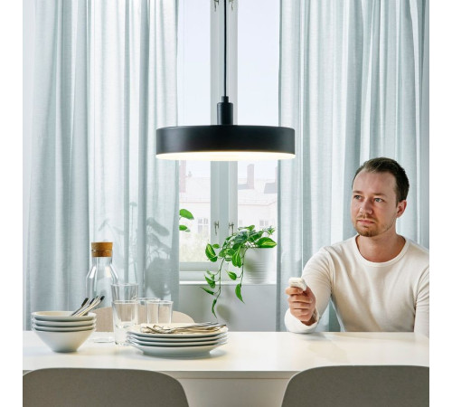 Lampa wisząca LED, bezprzewodowy przyciemniany białe spektrum/antracyt NYMÅNE 905.040.44