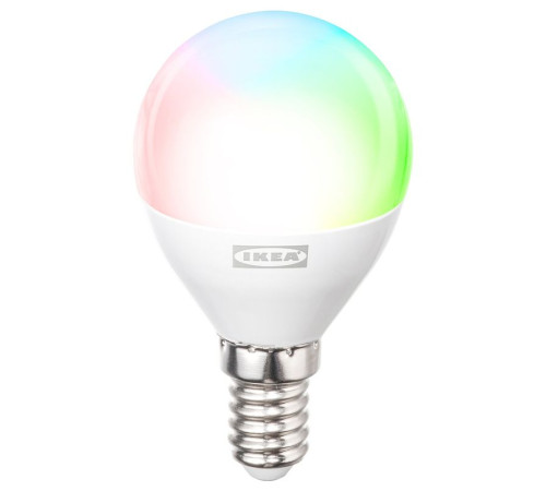 Żarówka LED E14 806 lumenów, smart barwne i białe spektrum/kula/mleczna biała KAJPLATS 406.085.72