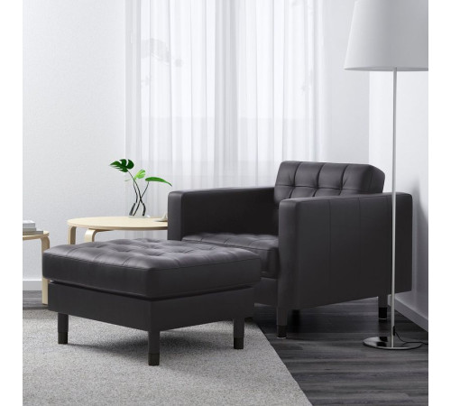 Fotel, Grann/Bomstad czarny/drewno/czarny LANDSKRONA 094.441.87