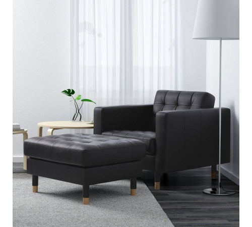 Fotel, Grann/Bomstad czarny/drewno LANDSKRONA 590.317.78