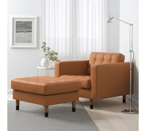 Fotel, Grann/Bomstad złoto-brązowy/drewno/czarny LANDSKRONA 894.441.88