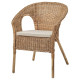 Fotel z poduszką, rattan/Norna naturalny AGEN 193.907.73