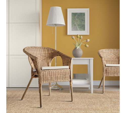 Fotel z poduszką, rattan/Norna naturalny AGEN 193.907.73