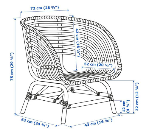 Fotel, rattan/Djupvik biały BUSKBO 792.990.16