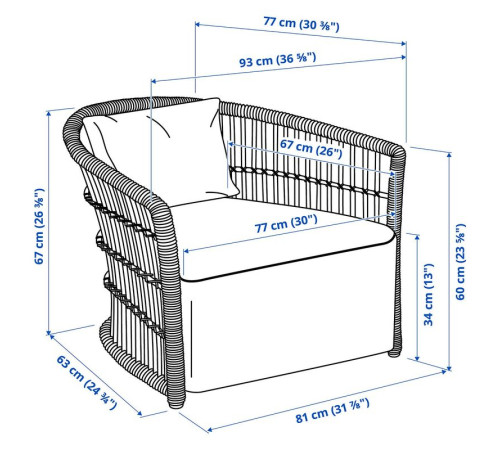 Fotel, rattan/Djurmo szaro-biały STOCKHOLM 2025 795.782.63