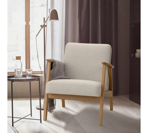 Fotel, dąb/Gunnared beżowy EKENÄSET 605.068.98