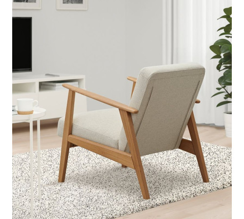 Fotel, dąb/Gunnared beżowy EKENÄSET 605.068.98