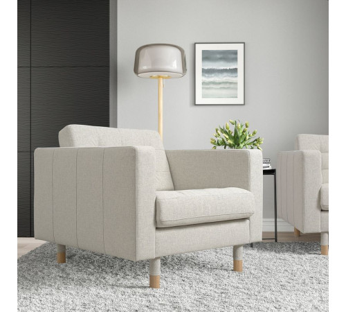 Fotel, Gunnared beżowy/drewno LANDSKRONA 094.353.24
