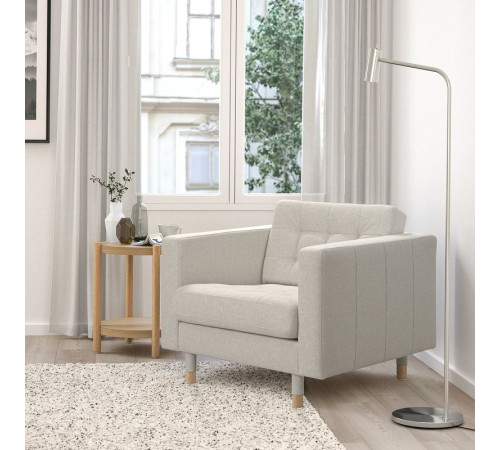 Fotel, Gunnared beżowy/drewno LANDSKRONA 094.353.24