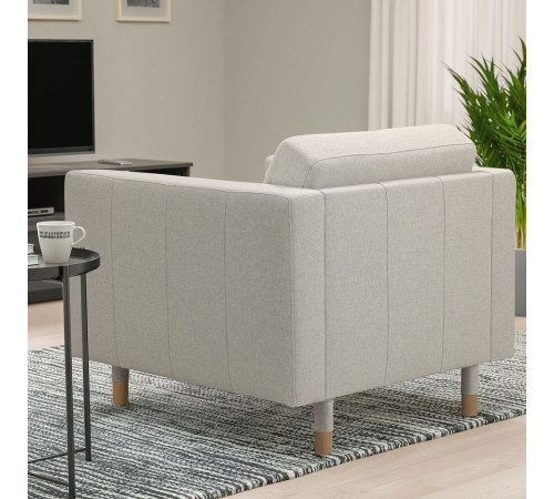 Fotel, Gunnared beżowy/drewno LANDSKRONA 094.353.24