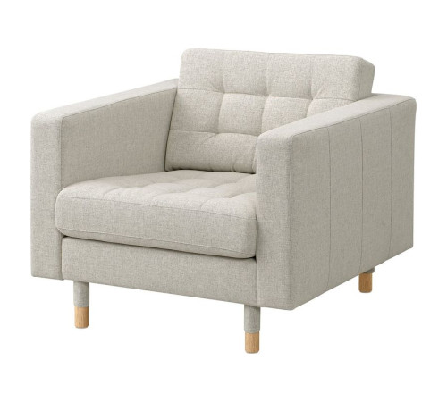 Fotel, Gunnared beżowy/drewno LANDSKRONA 094.353.24