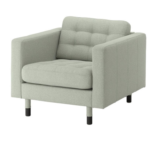 Fotel, Gunnared jasnozielony/drewno/czarny LANDSKRONA 494.441.90