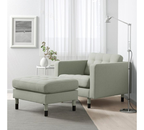 Fotel, Gunnared jasnozielony/drewno/czarny LANDSKRONA 494.441.90