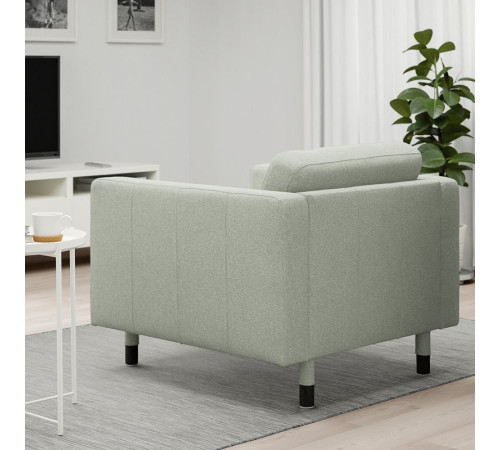 Fotel, Gunnared jasnozielony/drewno/czarny LANDSKRONA 494.441.90