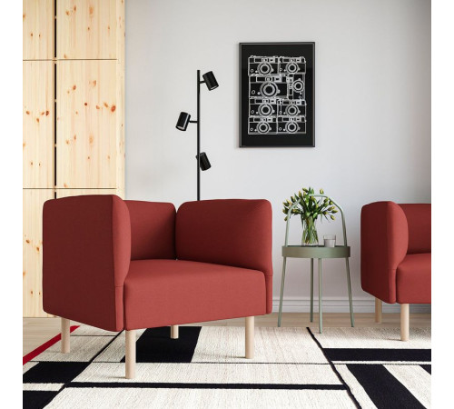 Fotel, Gunnared/brązowoczerwony drewno LILLEHEM 494.702.97