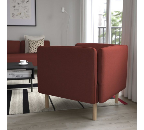 Fotel, Gunnared/brązowoczerwony drewno LILLEHEM 494.702.97