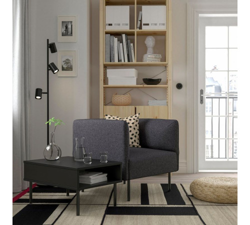 Fotel i stolik, Gunnared ciemnoszary/metal LILLEHEM 595.363.25