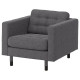 Fotel, Gunnared ciemnoszary/drewno/czarny LANDSKRONA 694.441.89