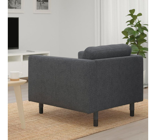 Fotel, Gunnared ciemnoszary/drewno/czarny LANDSKRONA 694.441.89