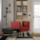 Fotel i stolik, Gunnared brązowoczerwony/metal LILLEHEM 695.363.20