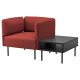 Fotel i stolik, Gunnared brązowoczerwony/metal LILLEHEM 695.363.20