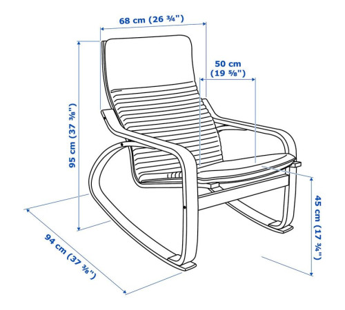 Krzesło bujane, orzech/Knisa czarny POÄNG 796.258.44