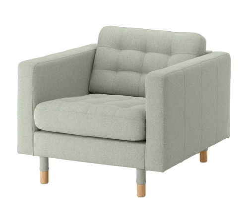 Fotel, Gunnared jasnozielony/drewno LANDSKRONA 892.697.21
