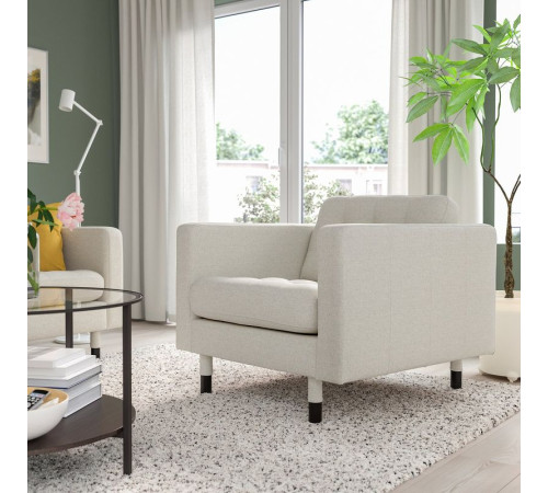 Fotel, Gunnared beżowy/czarny LANDSKRONA 895.275.84