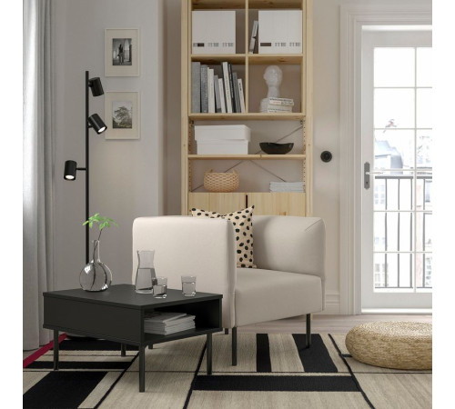 Fotel i stolik, Vissle beżowy/metal LILLEHEM 995.363.14