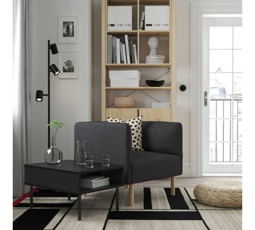 Fotel i stolik, Gunnared ciemnoszary/drewno LILLEHEM 995.697.38
