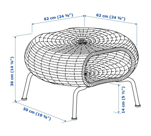 Podnóżek ze schowkiem, rattan/antracyt GAMLEHULT 104.343.09