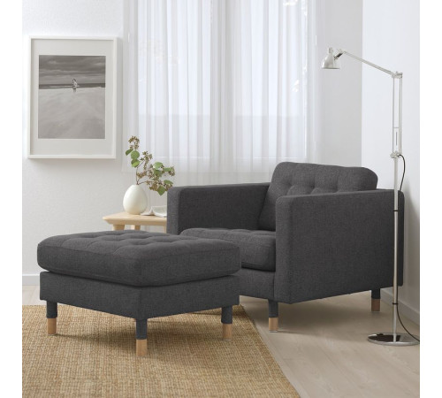 Podnóżek, Gunnared ciemnoszary/drewno LANDSKRONA 892.697.40