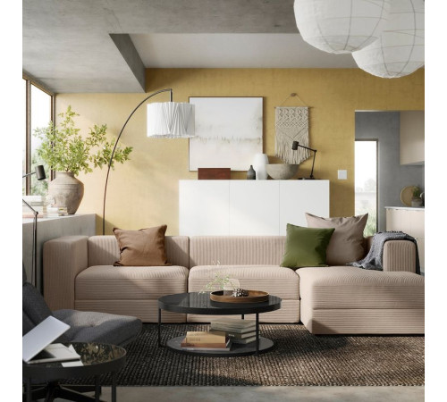4-osob sofa modułowa z szezlongiem, prawy/Samsala szarobeżowy JÄTTEBO 094.852.05