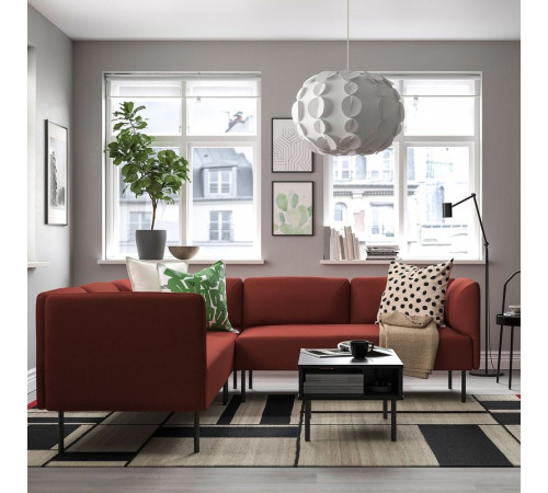 Sofa modułowa narożna, 4-osobowa, Gunnared/brązowoczerwony metal LILLEHEM 095.361.63
