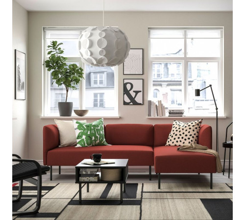 3-osob sofa modułowa z szezlongiem, Gunnared/brązowoczerwony metal LILLEHEM 095.682.72