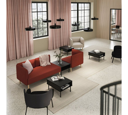 3-os sofa moduł ze stolik bocznym, Gunnared brązowoczerwony/drewno LILLEHEM 095.697.47
