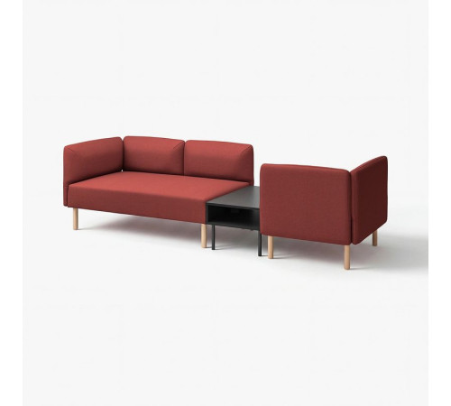 3-os sofa moduł ze stolik bocznym, Gunnared brązowoczerwony/drewno LILLEHEM 095.697.47