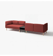 4-os sofa moduł ze stolik bocznym, Gunnared brązowoczerwony/drewno LILLEHEM 095.697.52