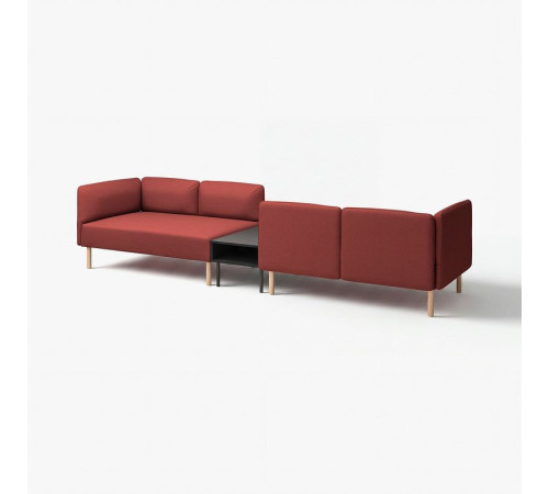 4-os sofa moduł ze stolik bocznym, Gunnared brązowoczerwony/drewno LILLEHEM 095.697.52