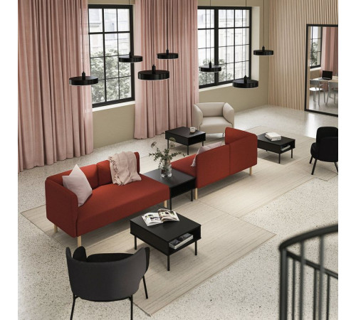 4-os sofa moduł ze stolik bocznym, Gunnared brązowoczerwony/drewno LILLEHEM 095.697.52