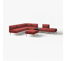 6-os sofa moduł ze stolikiem pomoc, Gunnared/brązowoczerwony drewno LILLEHEM 095.747.82
