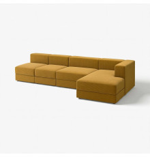 4,5-os sofa modułowa z szezlongiem, prawy/Samsala żółtobrązowy JÄTTEBO 096.077.06