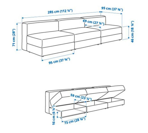 4,5 osobowa sofa modułowa, Johanneshov brązowobeżowy JÄTTEBO 096.077.25