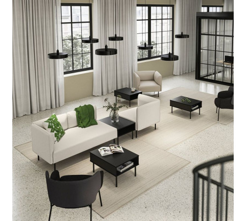 3-os sofa moduł ze stolik bocznym, Vissle beżowy/metal LILLEHEM 195.362.66
