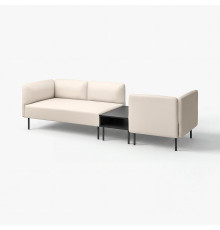 3-os sofa moduł ze stolik bocznym, Vissle beżowy/metal LILLEHEM 195.362.66
