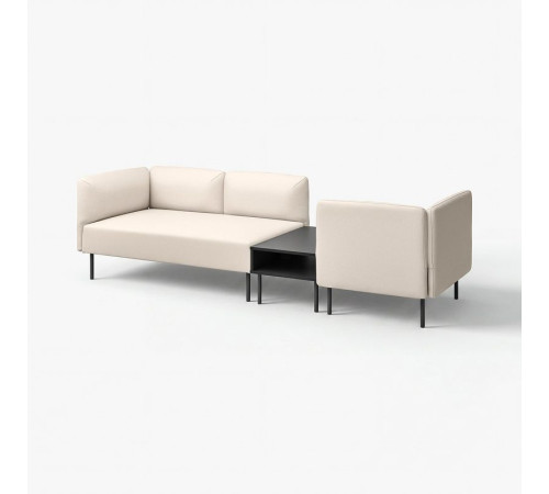 3-os sofa moduł ze stolik bocznym, Vissle beżowy/metal LILLEHEM 195.362.66