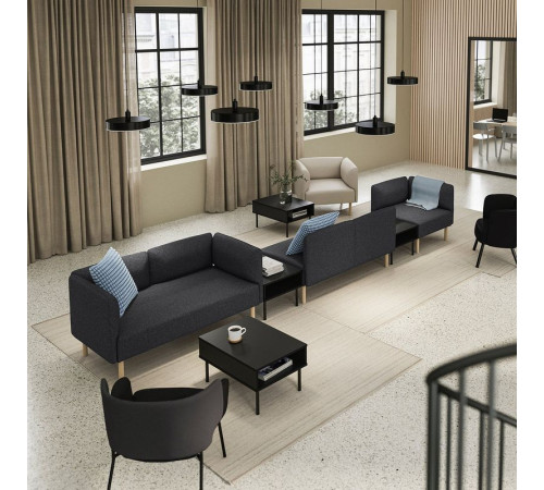 5-os sofa moduł ze stolikiem boczn, Gunnared/ciemnoszary drewno LILLEHEM 195.697.42