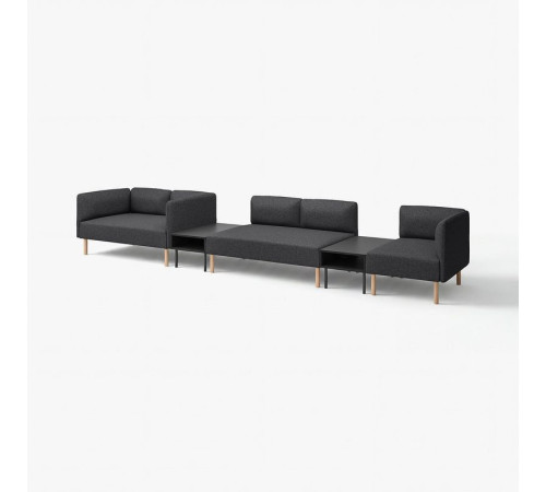 5-os sofa moduł ze stolikiem boczn, Gunnared/ciemnoszary drewno LILLEHEM 195.697.42