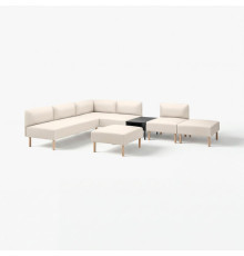6-os sofa moduł ze stolikiem pomoc, Vissle/beżowy drewno LILLEHEM 195.710.47